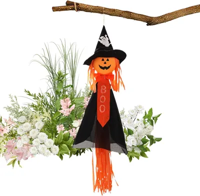 Produktbild von Halloween Deko Schaurige Kürbis-Hexen Deko Für Garten Vorgarten | Lustiger Hängeschmuck Für Küche Wand Fenster Kamin Gartenparty Terrasse Haus Zum Aufhängen