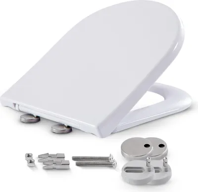 Obrázek produktu pro AREBOS WC sedátko Duroplast ve tvaru D | S měkkým zavíráním, do 150 kg, univerzální