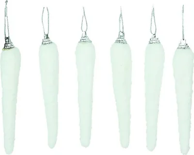 Produktbild von 48 Christbaumanhänger Eiszapfen 13 cm Weiss Weihnachtsanhänger
