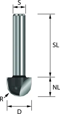 Produktbild von EDESSÖ HW- (HM) Hohlkehlfräser, Z=2, Durchmesser 12 NL9,5, GL42 S8 W R6