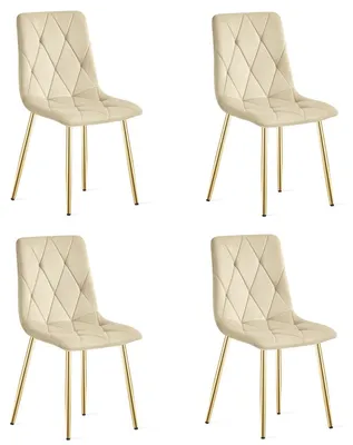 Immagine prodotto di Set di 4 Sedie Libra in Velluto Beige e Gambe Oro