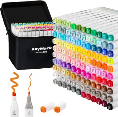 Produktbild von Alkoholmarker 120 Stück, Meißel- und feine Spitze, für Illustrationen