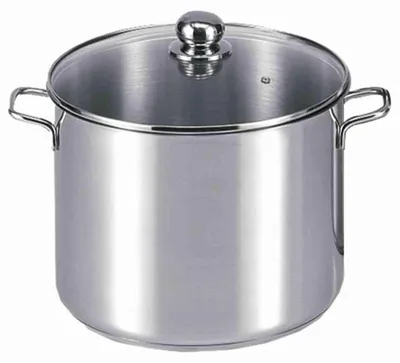 Image de Karl Krüger 72727 Jumbotopf acier inoxydable avec couvercle en verre 28 cm, capacité 14 litres / Casserole / Maxi Topf / INDUCTION