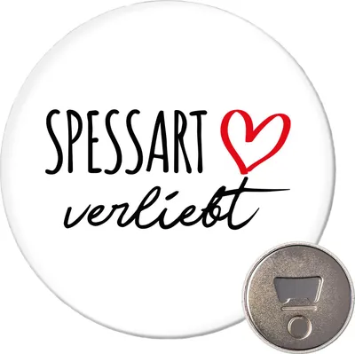 Produktbild von Huuraa Magnet Spessart verliebt 59mm Kühlschrankmagnet rund Flaschenöffner Geschenkidee