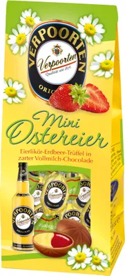 Obrázek produktu pro Verpoorten vaječný likér čokoláda mini velikonoční vajíčka jahoda balení 110g