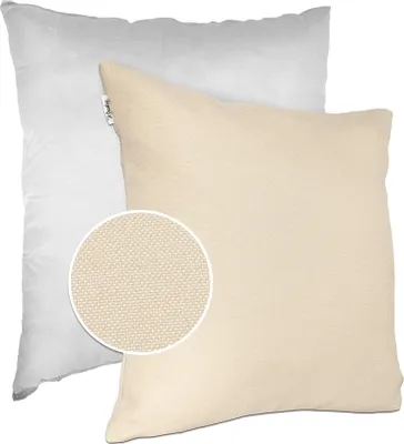 Produktbild von Dekokissen Kissenhülle mit Füllung 40x40cm Kissenbezug mit Reißverschluss Tizi Leinen-Optik Uni Creme