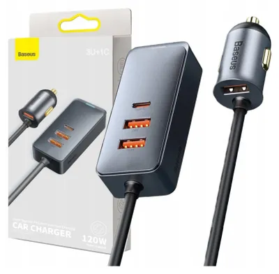 Obrázok produktu pre Baseus nabíjačka do auta 3x Usb / Usb typ C 120W sivá