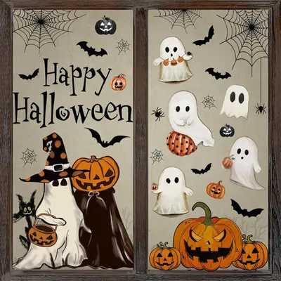 Halloween Fensteraufkleber, 6 Bögen, 137 Stück, 30x20 cm, PVC