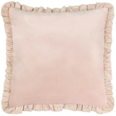 Samtkissen mit Rüschenbesatz, Rosa, 45x45 cm, Polyester