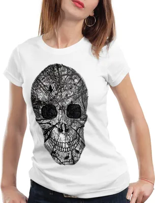 Produktbild von style3 Nature Skull T-Shirt Damen Totenkopf, Farbe:Weiß, Größe:S