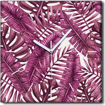 Produktbild von Coloray Uhr auf Leinwand 30x30 cm Wand Uhr Dekoration Wohnzimmer Segeltuch weiße Zeiger -Tropen des Monstera-Dschungels