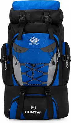 Produktbild von 80L Rucksack Wasserdicht Klettertasche Fahrradrucksack Sporttasche Freizeitrucksack Reiserucksack Trekking Camping Wander Outdoor Sport, blau, 80L