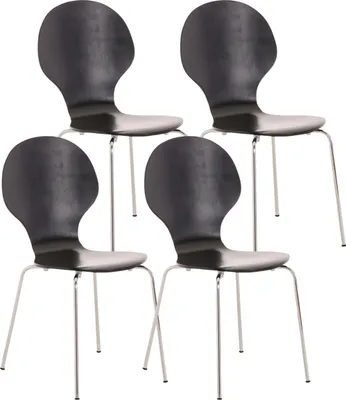 Produktbild von 4er Set Besucherstuhl ATHENS - Holz Schwarz 43x45x86 cm | Besucherstühle Konferenzstuhl Wartezimmerstuhl Bürostühle Bürostuhl Konferenzraum