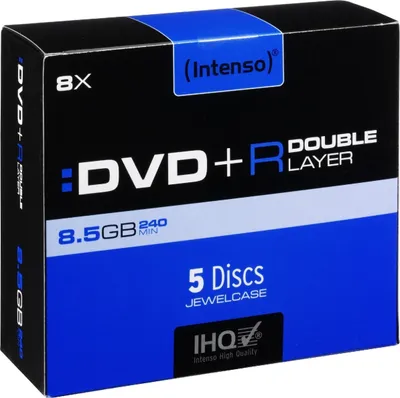 Produktbild von Intenso DVD+R 8.5GB, DL, 8x, DVD+R DL, 120 mm, Schmuckschatulle, 5 Stück(e), 8,5 GB