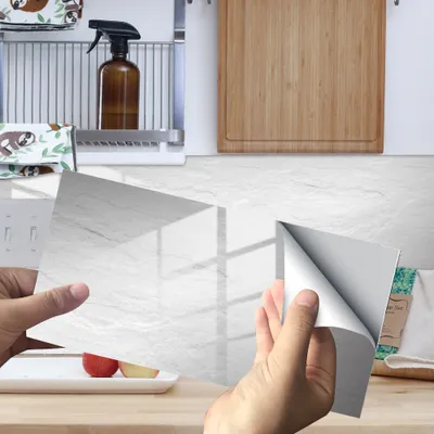 Produktbild von COOL-i ® Fliesenaufkleber 4 Stück 30×15cm für Küche, Bad, Dusche, Marmormuster Steinoptik