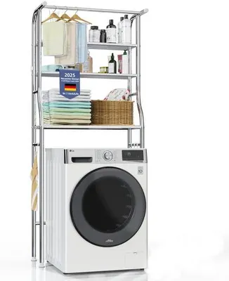 Immagine prodotto di Mensola per bagno, multifunzionale, robusta, salvaspazio, 3 ripiani, acciaio inossidabile, da appendere, ZV1