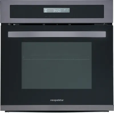 Produktbild von Backofen autark Einbau Edelstahl Herd Heißluft Grill Timer Black Steel Respekta