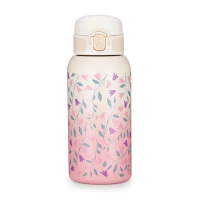 Produktbild von PETITE&MARS Kinder Thermosflasche 500 ml mit Trinkaufsatz (Beige / Rosa Blumen)