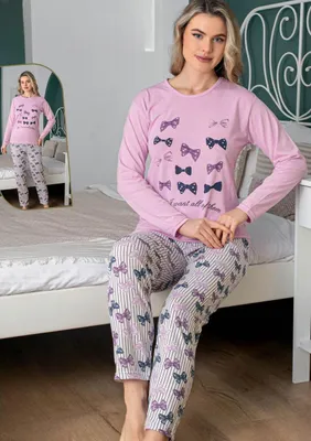 Produktbild von Damen Pyjama Schlafanzug Lila XXL Lang 2-Teiler Set C-62