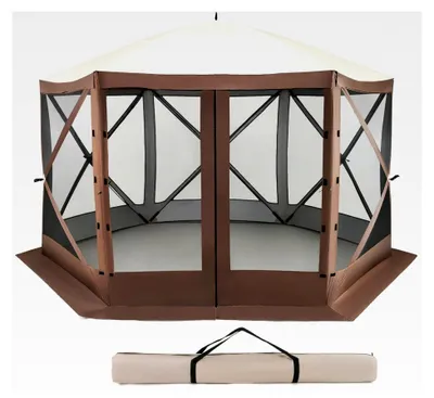 Produktbild von Pavillon 3,5 x 3,5 m, Pop-up Faltpavillon mit Tragetasche und Moskitonetz-Seitenteilen, faltbares Partyzelt, Gartenpavillon für Camping im Garten