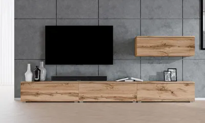 Produktbild von AX LIVING Anbauwand Loriano IV Wohnwand braun Eiche Wotan 300 cm breit