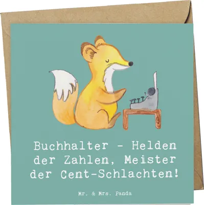 Produktbild von Mr. & Mrs. Panda Klappkarte Buchhalter Helden - Meeresbrise - Geschenk, Berufsliebe, Grußkarte, anlasskarte, doppelkarte, faltkarte, Rechnungswesen, Berufsalltag, Zahlen