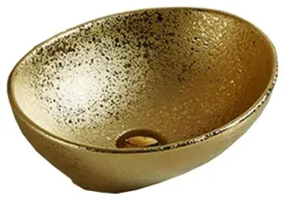 Produktbild von Waschbecken Waschplatz Keramikspüle Gold Waschtisch Oval Runden Antik Retro