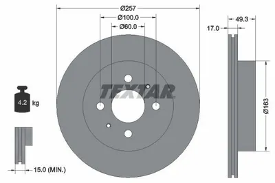 Obrázek produktu pro Brzdový kotouč TEXTAR 92131200