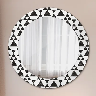 Produktbild von Wohnzimmer Spiegel - Mirror zum Wandspiegel Schlafzimmer – Schminkspiegel - Dreiecke Geometrie - Rund: Ø60 cm