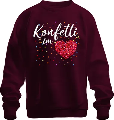Obrázok produktu pre Konfety v srdci, karneval, láska, darček, bláznivé dni, farebné, uni mikina, bordová, XXL