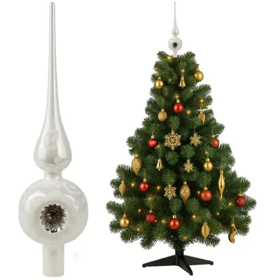 Produktbild von Christbaumspitze Baumspitze Tannenbaumspitze Glas Baum Spitze Baumschmuck weiß
