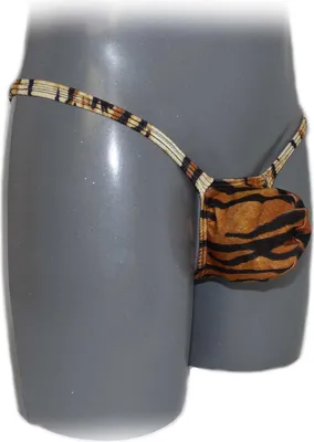 Produktbild von Herren String Tanga Unterhose, Polyester-Elasthan, mit Bulge Pouch, gestreift, Größe L-XL