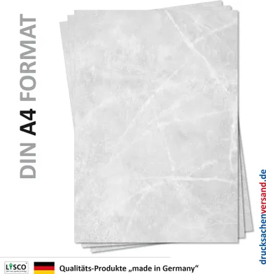 Produktbild von Gastronomie Papier (Grau-Eis-Marmor, DIN A4, 25 Blatt, MPA-5155b) für Speisekarten. Marmoriertes Papier, Marmorpapier zweiseitig bedruckt, für alle Drucker/Kopierer geeignet