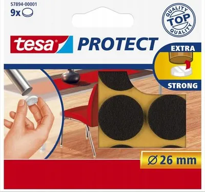 Obrázek produktu pro Plstěné kluzáky pro židle, stoly, pračky, nábytek, tesa, kulaté, 26 mm, 9 kusů, hnědé
