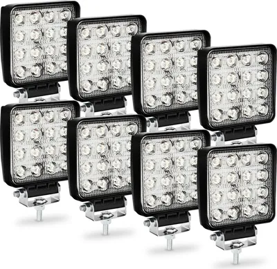 Image de Clanmacy 8x LED Projecteur de travail Projecteur de travail 12V 24V montage off-road SUV ATV Tracteur Lumière de travail Projecteur de travail 48W