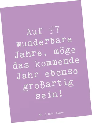 Produktbild von Mr. & Mrs. Panda Postkarte Spruch 97. Geburtstag - Lavendeltraum - Geschenk, Alles gut zum, Geburtstagsgeschenk, Postkarten, Ansichtskarten, Grußkarte, bildkarte