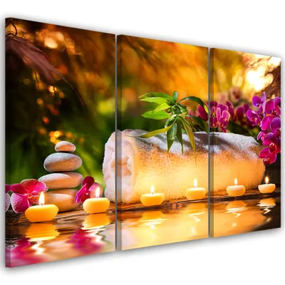 Produktbild von Triptychon auf leinwand religiös - orange 120x80 cm Feeby orange wandbild bereit zum aufhängen