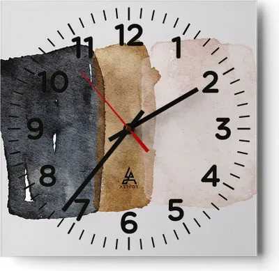 Produktbild von Wanduhr - Quadrat - Glasuhr - Abstraktion die Farben Aquarell - 30x30cm - Schleichendes Uhrwerk - Lautlos - zum Aufhängen bereit - Dekoration Modern - Wanddekoration aus Glas - C4AC30x30-4947