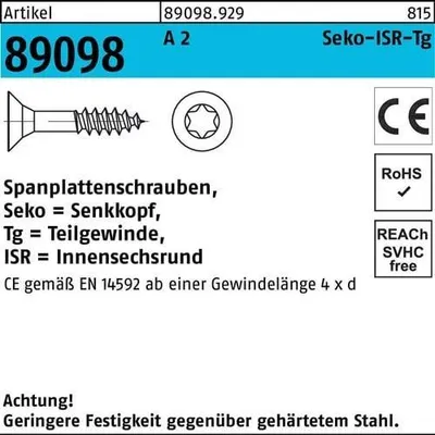 Produktbild von Spanplattenschraube R 89098 SEKO ISR TG 8x 120-T40 A 2 50 Stück