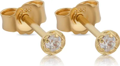 Produktbild von Paar 3mm rund Ohrstecker Stern klein diamantiert Zirkonia 333 Gelb Gold 8 Karat