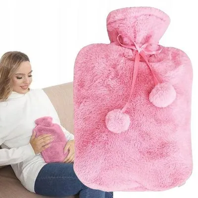Produktbild von BNTrade Große Gummi-Wärmflasche im Plüschbezug, Rosa XXL