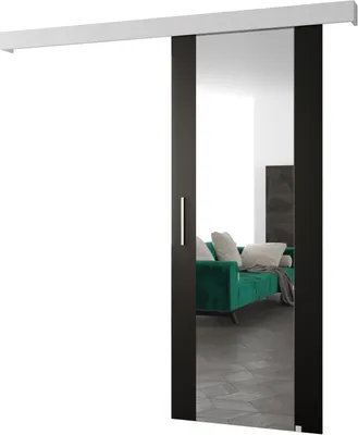 Produktbild von MEBLE KRYSPOL Salwador 2 Schiebetür, 90x204 cm, Schwarz , Weiß, Silber