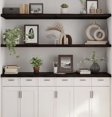 Imagen del producto de Estantería de pared, color marrón oscuro, 160x60x(2-4) cm, madera maciza de roble, tratada
