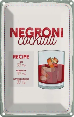 Produktbild von vianmo Blechschild 18x12 cm n Cocktail Recipe GIN