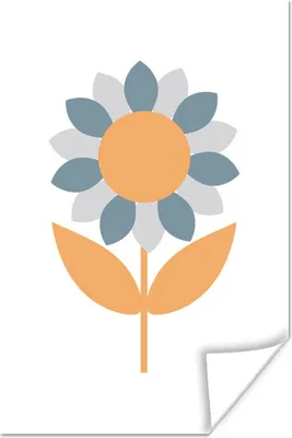 Produktbild von MuchoWow® Poster Muster - Blume - Blau 80x120 cm - Papierdruck