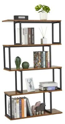 Produktbild von Standregal S-Form Holz Braun 76 x 24 x 127.5 cm 4 Ebenen Industrie Design