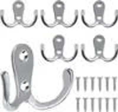 Produktbild von 20 Stück Kleiderhaken, Haken Garderobe Doppelt Wandhaken Retro Haken Wand Metall Schwarz Kleiderhaken Vintage mit 40 Schrauben für Garderobenhaken Badezimmer Küche