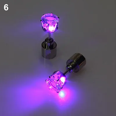 Produktbild von Leuchtende LED-Strass-Ohrringe, Ohrstecker, Tanzparty-Zubehör für Party/Weihnachten-Lila