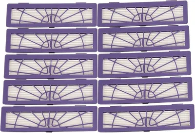 A top-down view of a stack of vacuum cleaner filters.