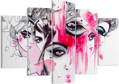 Produktbild von Bild auf Leinwand - Leinwandbild - Frauen Gesichter Augen illustration - 150x100cm - Wand Bild - Wanddeko - Leinwanddruck - Bilder - Kunstdruck - Leinwand bilder - Wandkunst - EA150x100-3095